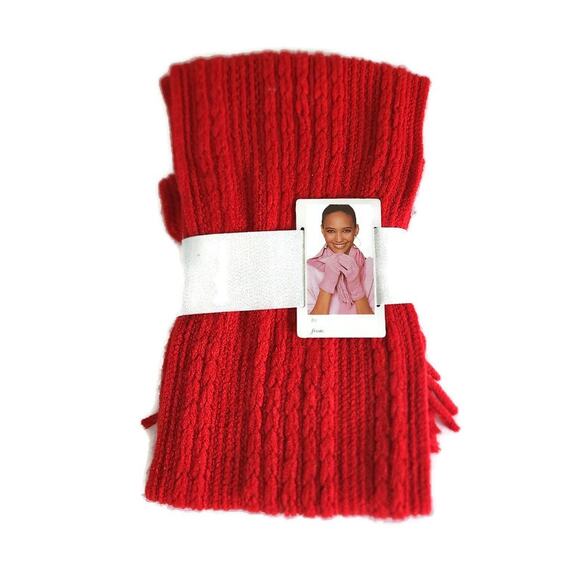 New York & Company Women's Red Knit Scarf and Gloves Set - Picture 2 of 4